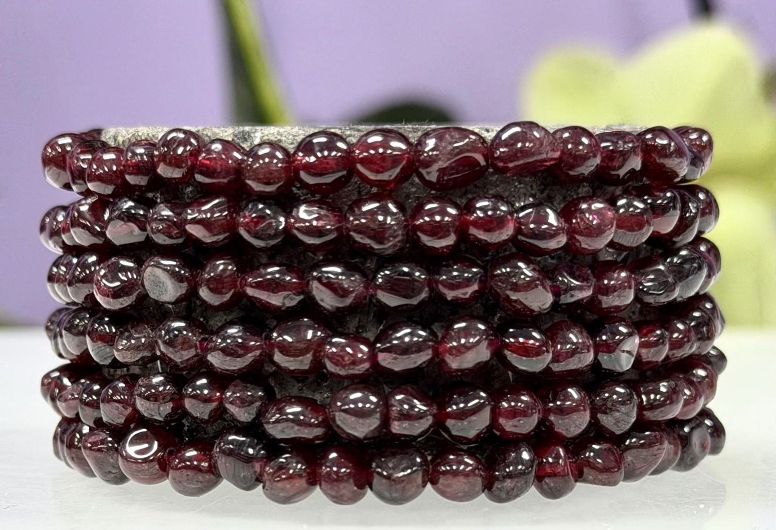 Wholesale Lot 6 Pcs 5mm Garnet Tumble Stretch Bracelet Natural Crystal