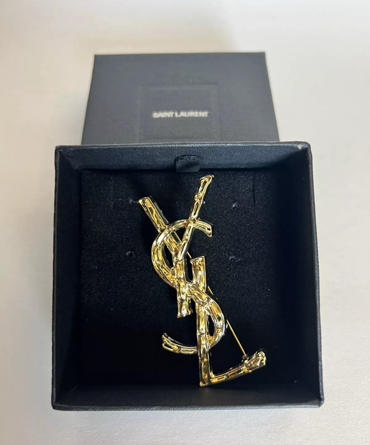 YSL – Yves Saint Laurent – Large Crocodile Logo Brooch – European GWP Pin