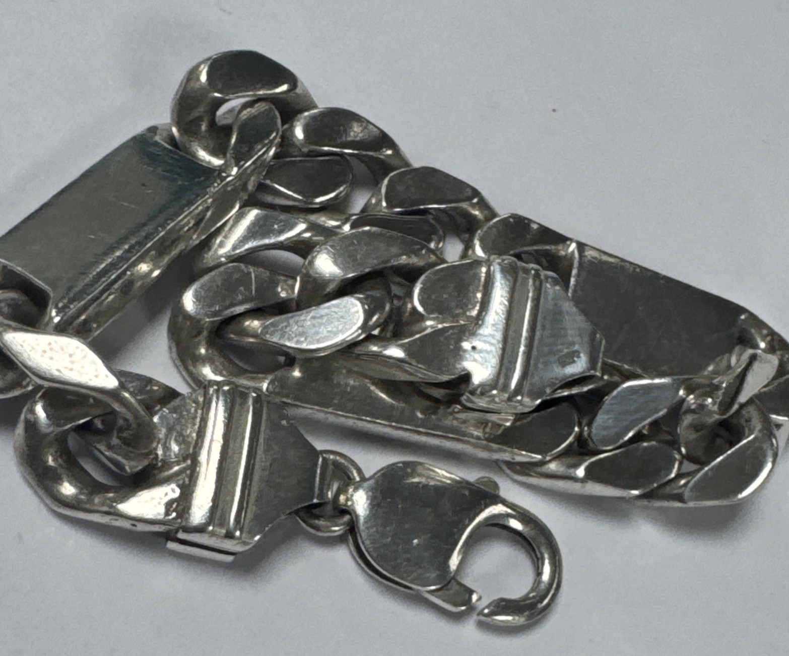 Sterling Silver 3-Bar ID Identity Bracelet Fully Hallmarked 925 9mm HEAVY 8″