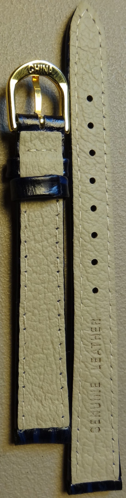 12mm Regular Womens Genuine Leather Dark Blue Crocodile Grain Watch Band