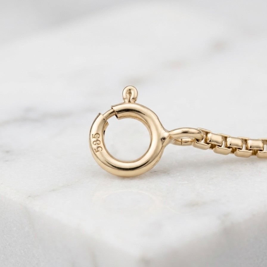 1.3mm Round Box Extender 4 Bracelet Necklace Chain Pendant Real 14K Yellow Gold