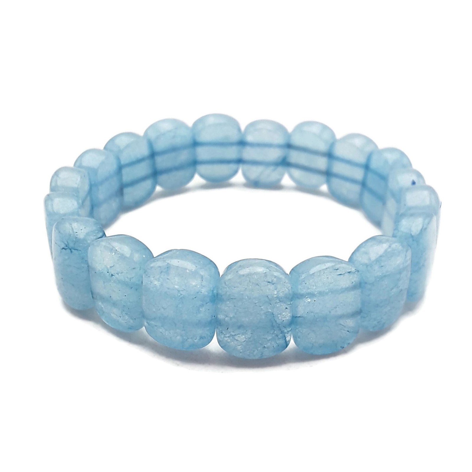 Blue Dyed Quartz Double Drill Oval Shape Bracelet 10x14mm Length 7.5″