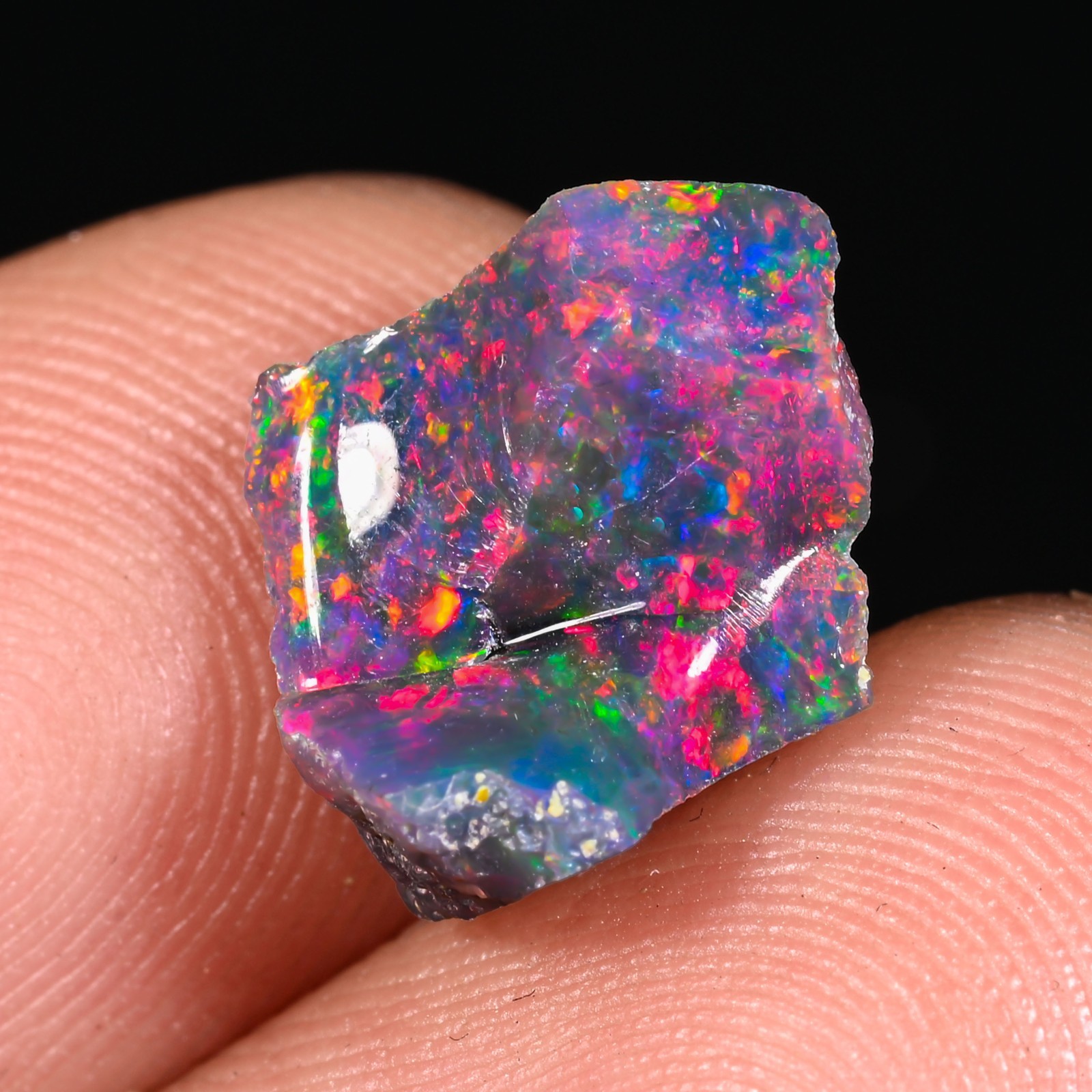 10 Ct Black Ethiopian Opal Rough, Jewelry Grade Welo Opal Rough, Multi Fire Opal