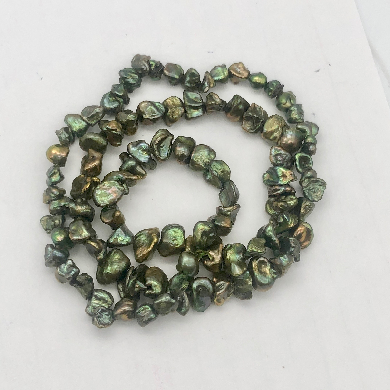 Dragonscale! Green Freshwater Keshi Pearl Strand | 5×3 to 7×4 | 80 + pearls |