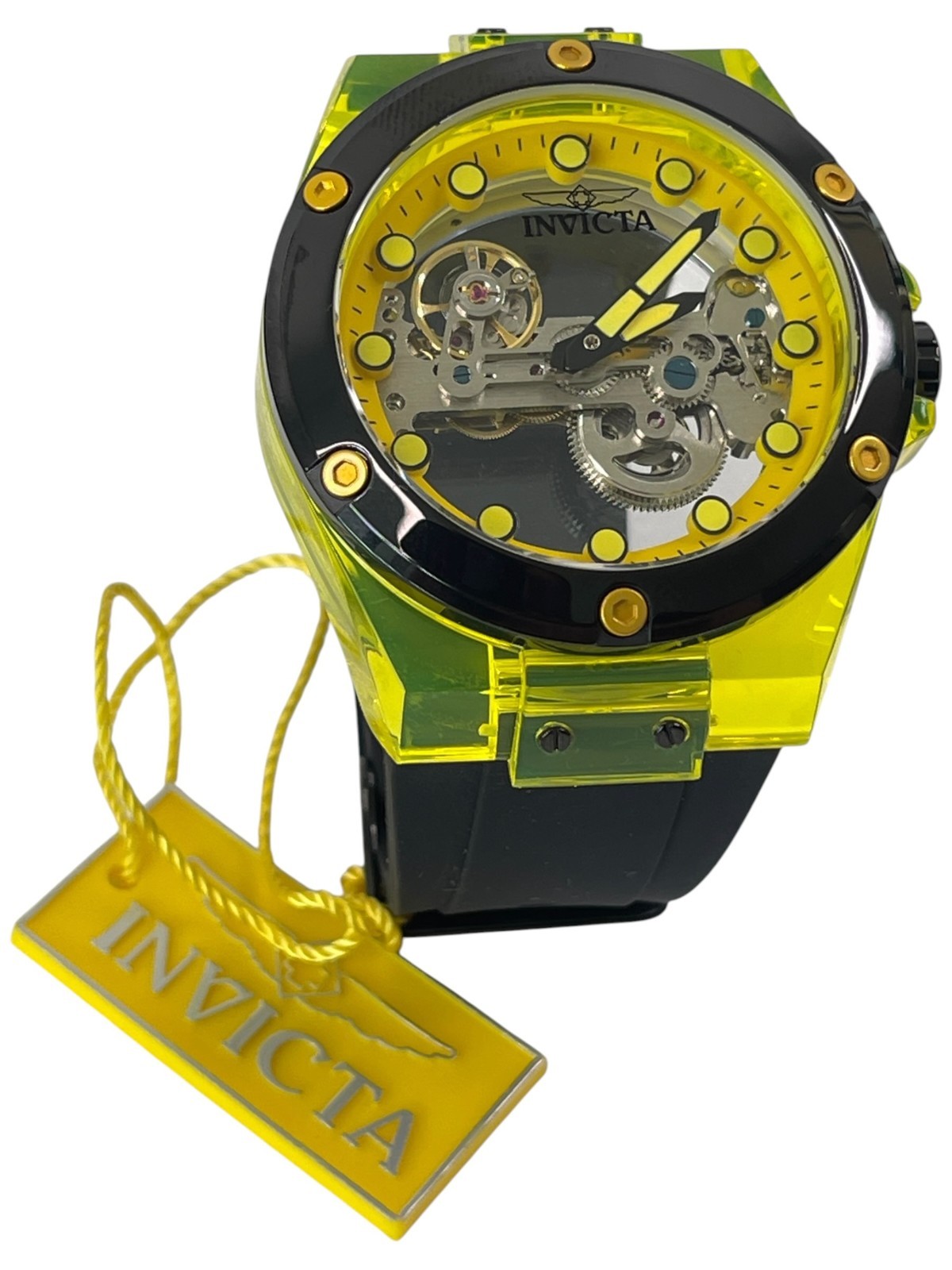 Invicta Speedway 44398 Men’s Automatic Yellow Polycarbonate Watch $1095 w/ Case