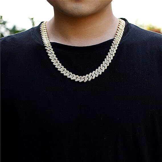 Men’s Gold Plated Iced CZ Out Solid Miami Cuban Link Bracelet Or Chain 12MM