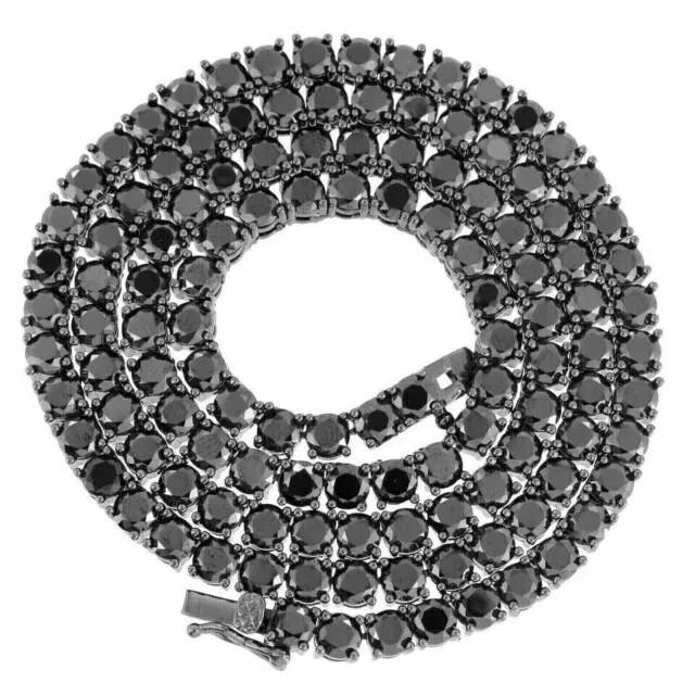 12Ct Round Cut Lab Created Black Diamond Tennis Necklace 14k White Gold Plated
