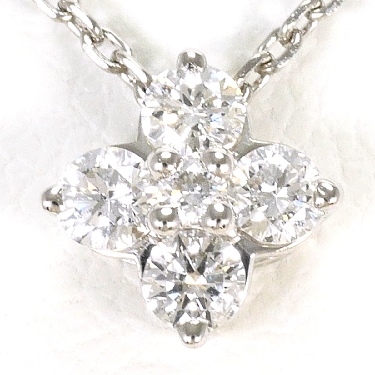 4℃ PT850 Platinum Necklace Diamond (no carat mark) 1.7g 40cm Free shipping…