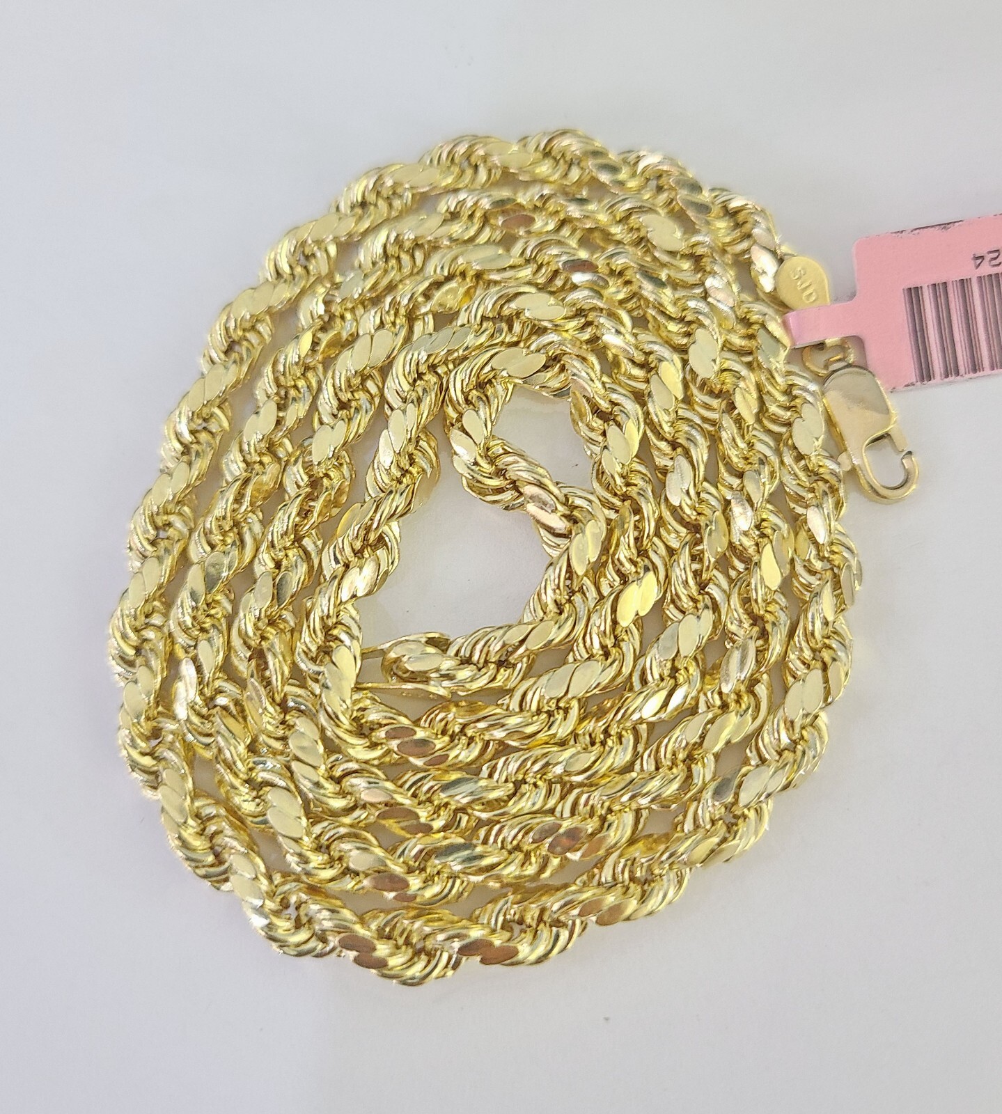 Solid 14K Yellow Gold Rope Chain Necklace Men Women 3mm–6mm 18–30 Inch Real Gold