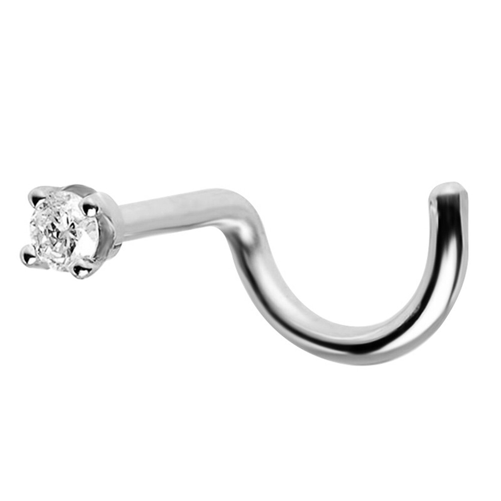 CZ Gem Nose Rings Studs Set Nose Screw Surgical Steel Body Jewelry 4 Colors 5PCS