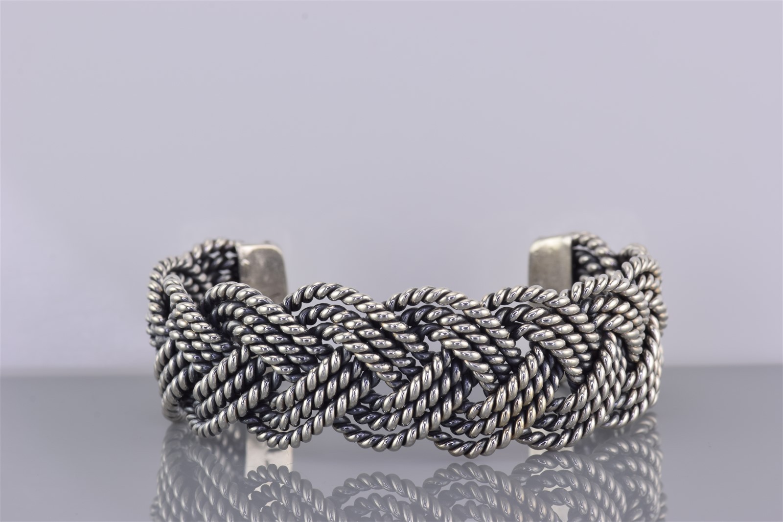 Artisan Sterling Silver 21mm Twisted Cable Cuff 925 Bracelet Signed LD 58g 6.5″