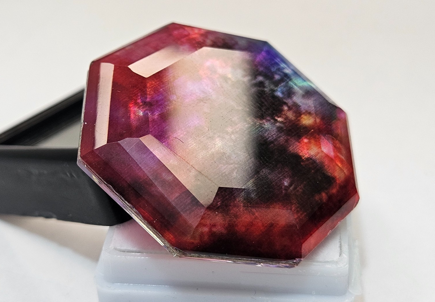 Opal-like Organic Doublet Opal HUGE Ammolite Hexagon Cut 65 Ct Gemstone