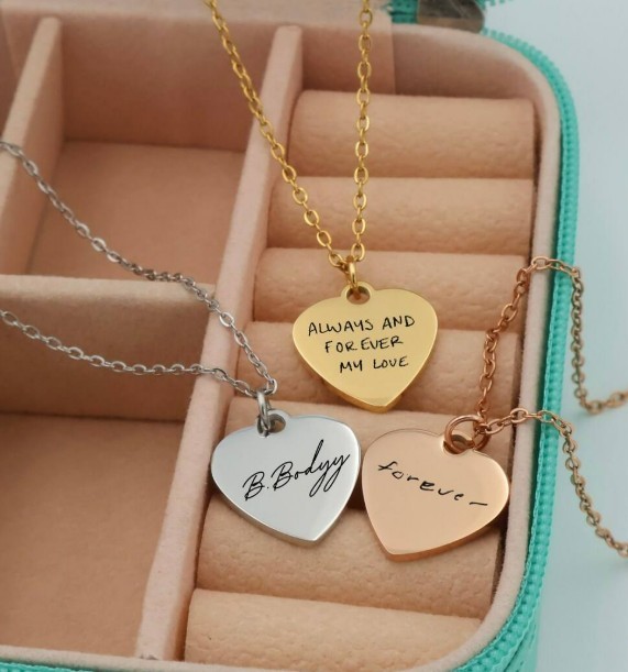 Engraved Heart Necklace: Personalized Stainless Steel Pendant with Free Chain