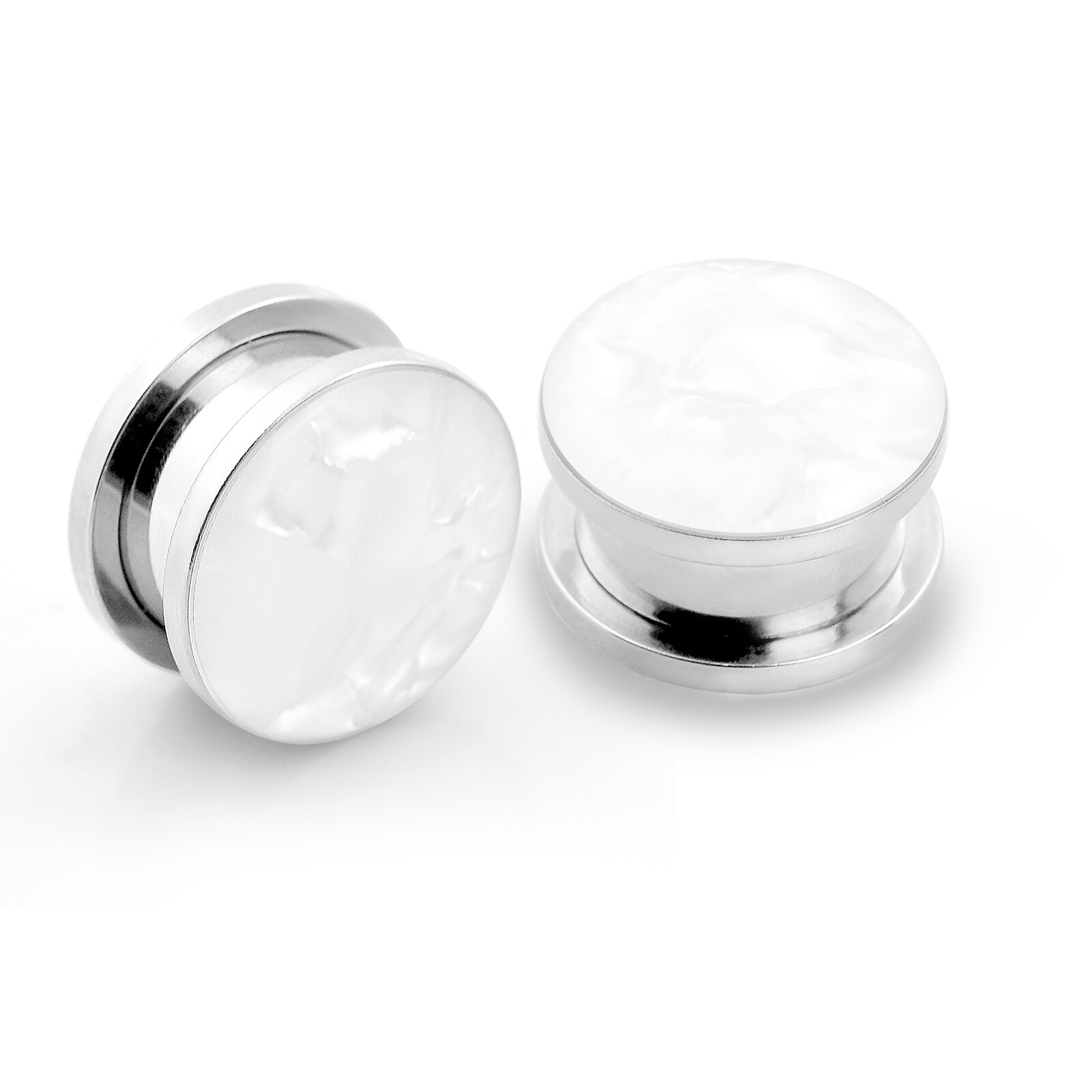 Pair Ear Gauges Stainless Steel Ear Plugs Flesh Tunnels Gem Flower Shell 6-25MM