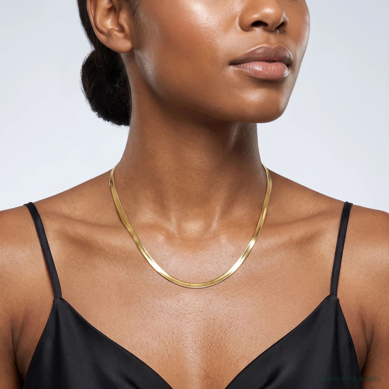 14K Yellow Gold 3mm Silky Herringbone Chain Necklace 16″-24″