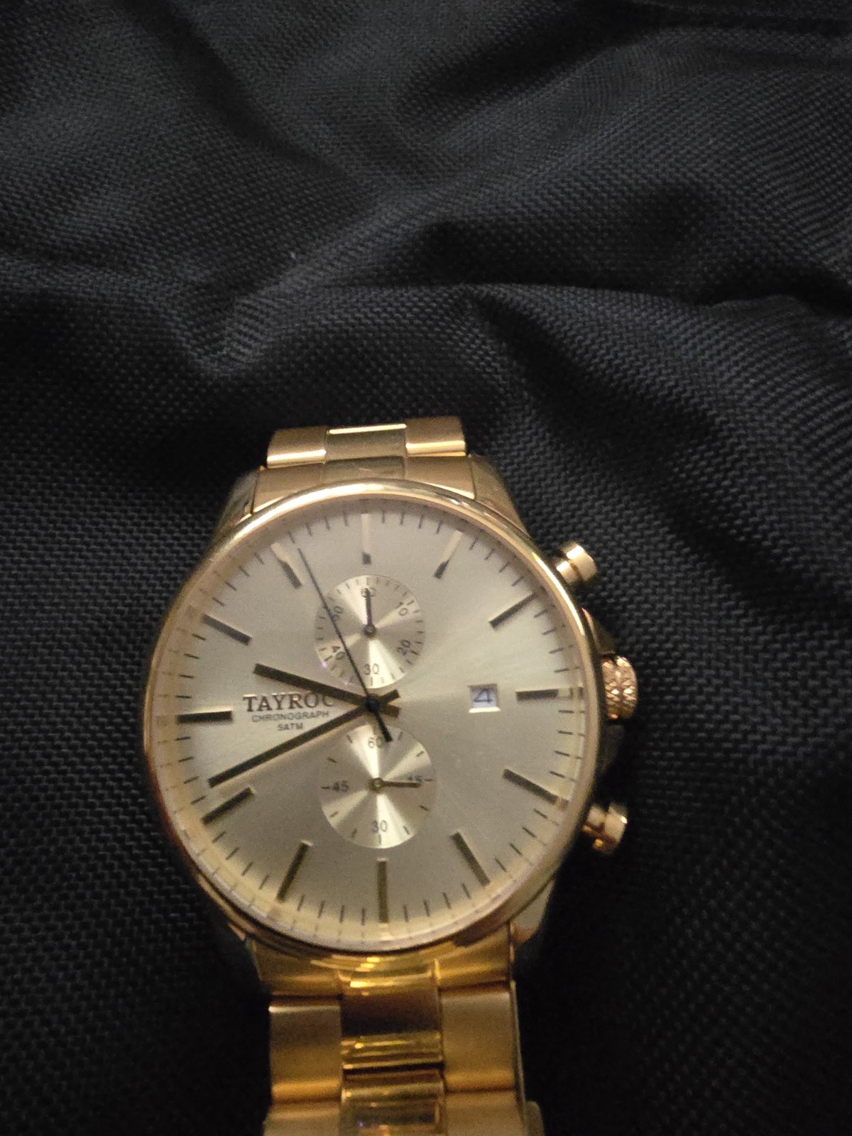 Tayroc Iconic 5atm All Gold Chronograph 42/44mm Wristwatch 2018 unworn need bat