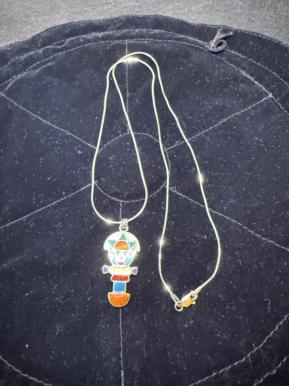Peruvian Artistry Multi Gemstone Rainbow Legato Tumi Pend. Necklace Ster. Silv.