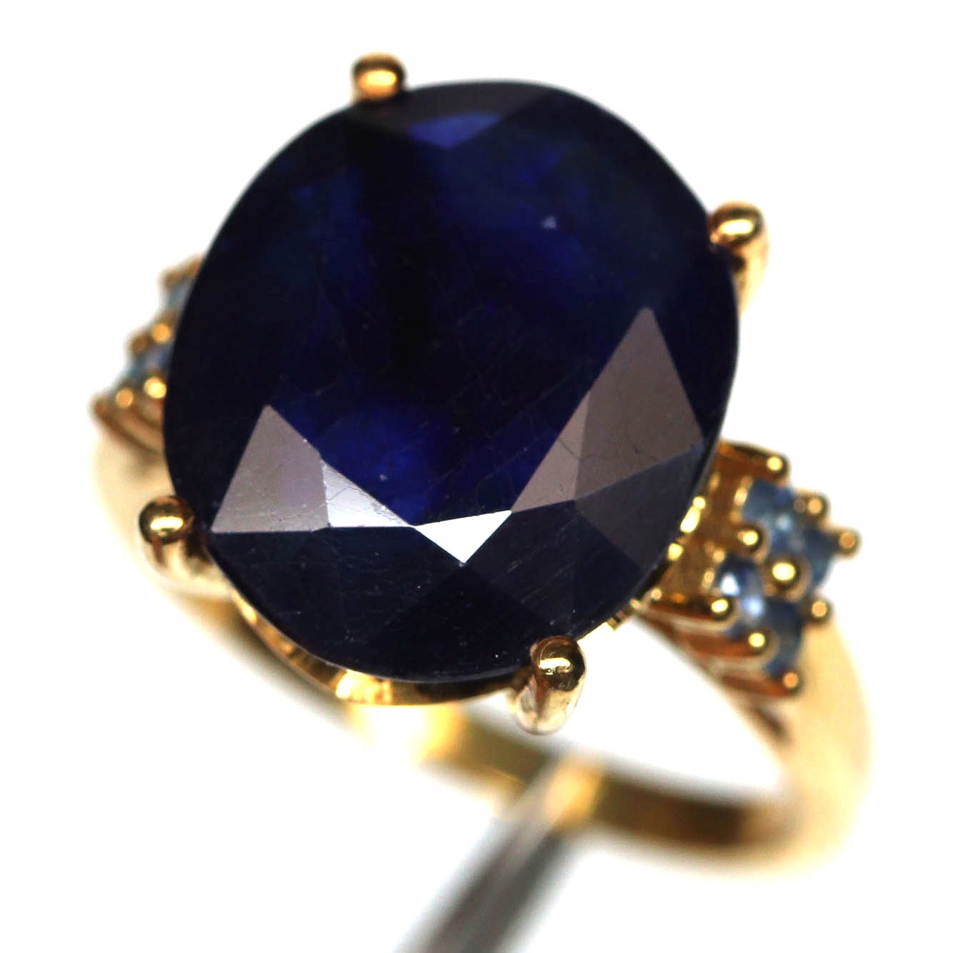 Fast Shipping 925 Silver 12 x 15 mm. Blue Sapphire (10.9 ct) Ring Size 6.75
