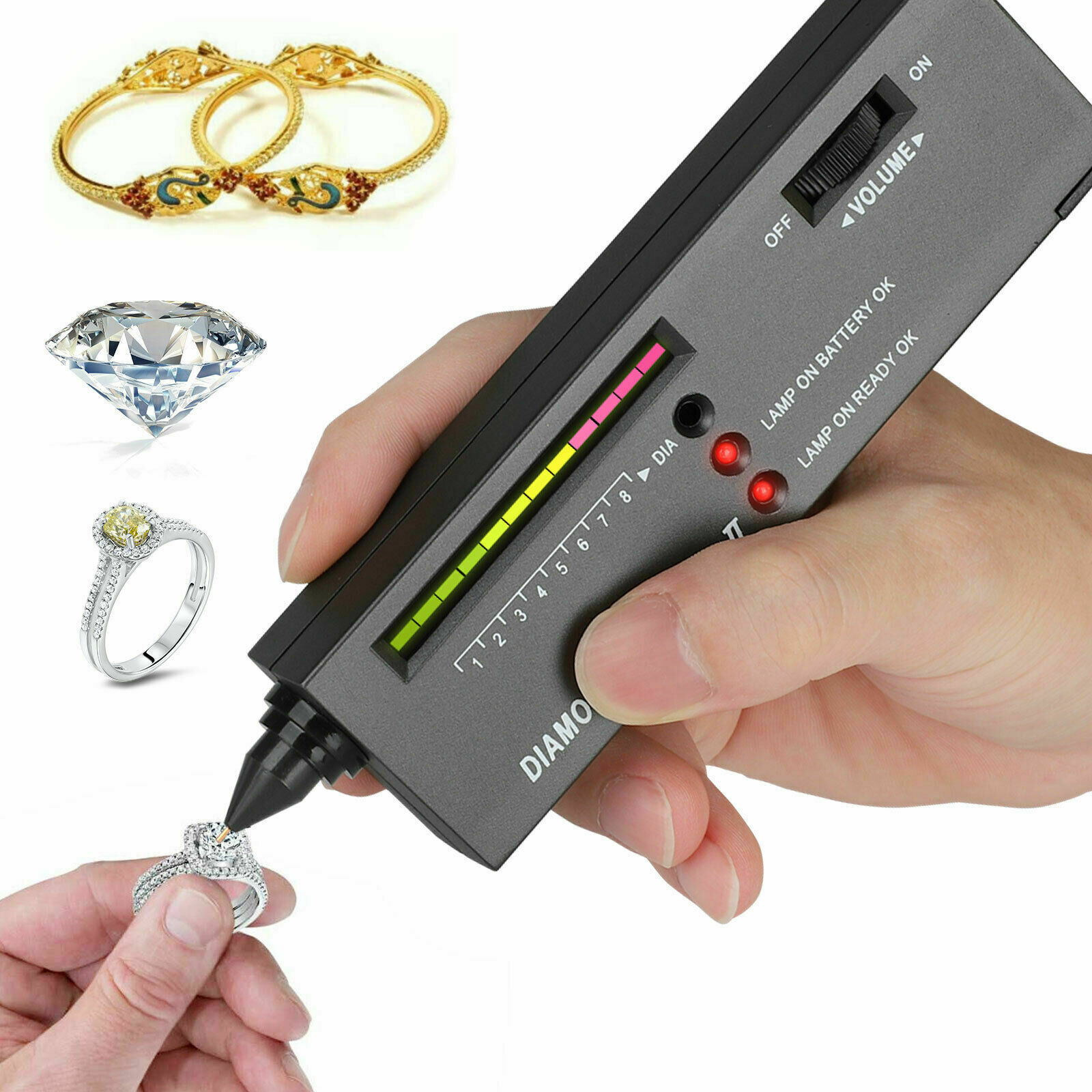 Jewelry Diamond Tester Selector Gemstone Tool Gems Test LED Audio Checker NEW US