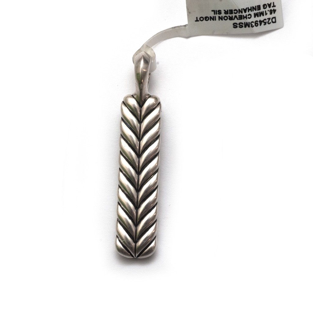 DAVID YURMAN Men’s Sterling Silver Chevron Ingot Tag Enhancer Authentic NEW