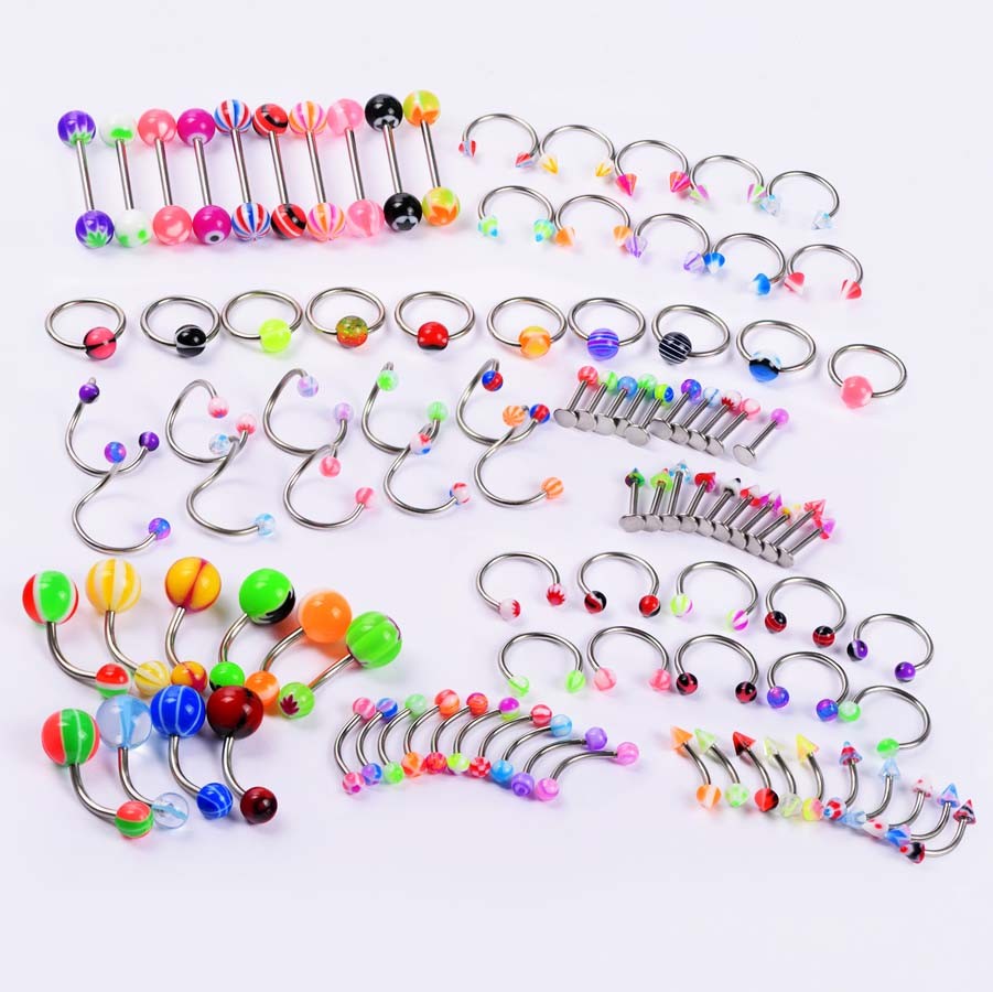 Wholesale Bulk lots Body Piercing Eyebrow Jewelry Belly Tongue Bar Ring 14G 16G