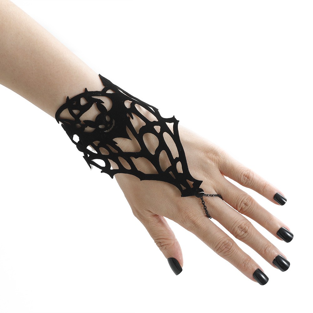 Halloween Spider Web Hand Bracelet Gothic Dark Style Party Jewelry 1Pc