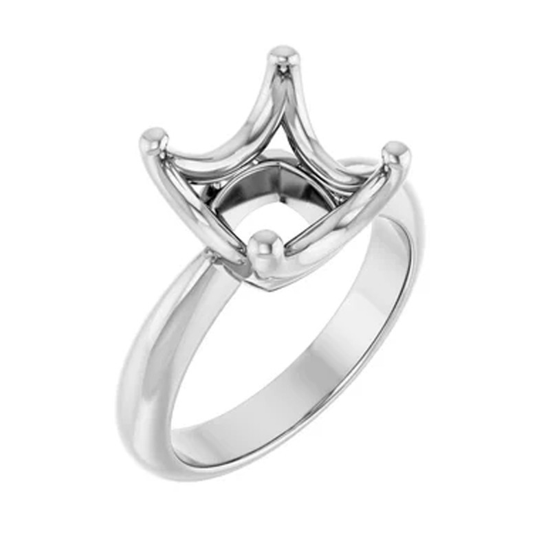 925 Sterling Silver Semi Mount Ring Setting 10mm Cushion Stone Stackable Ring
