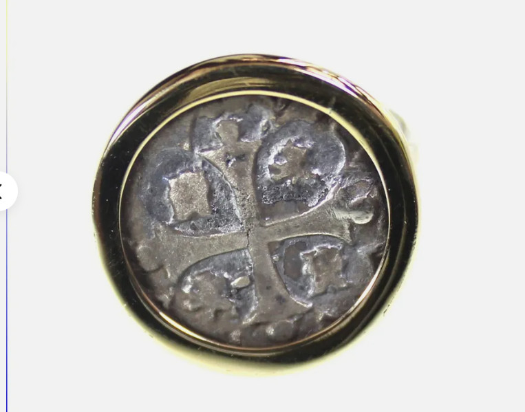 SPAIN COLONIAL PIRATE Atocha SHIP WRECK COIN .925 STERLING SILVER RING #7 free