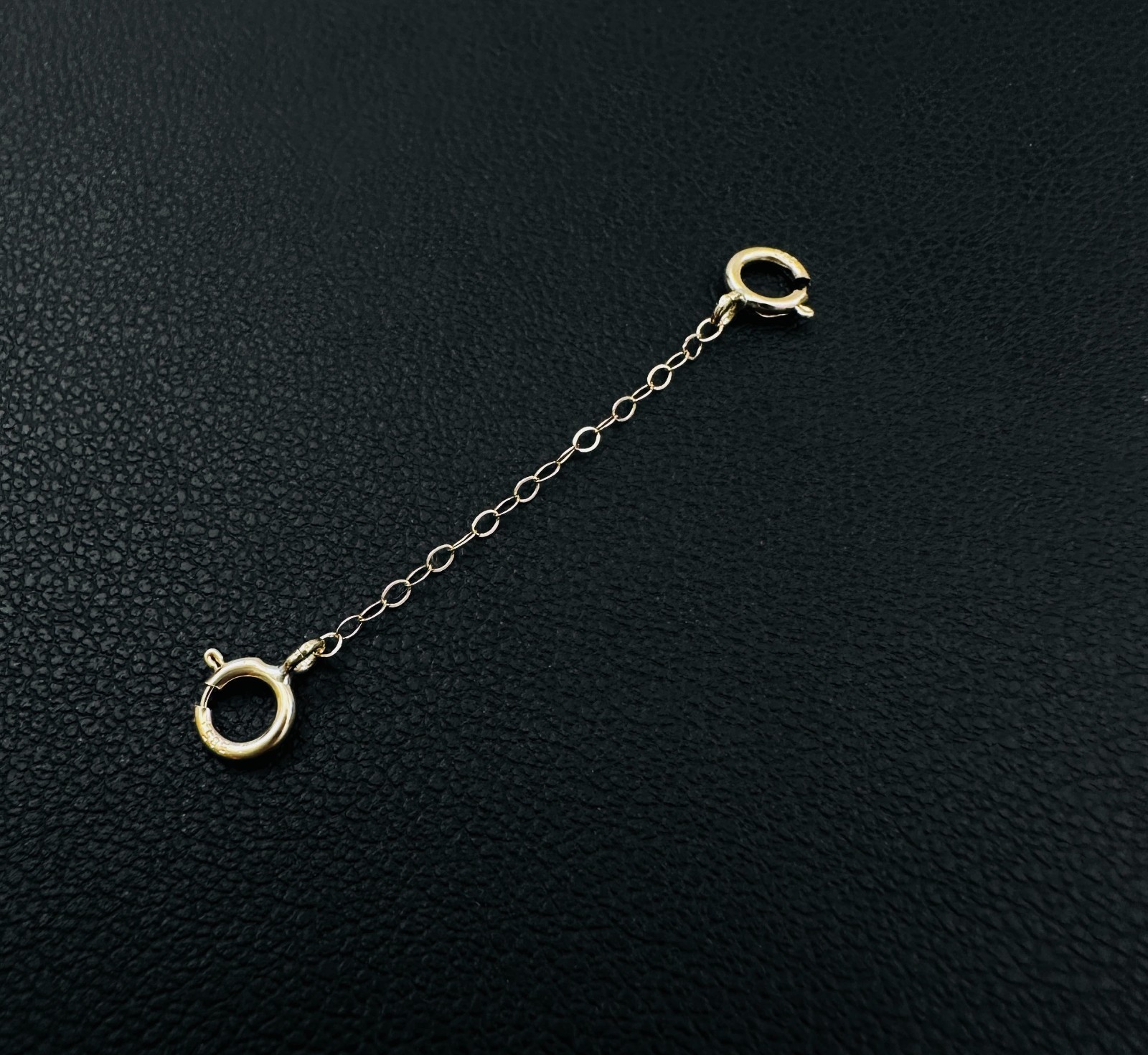 14K Solid Yellow Gold Thin Cable Link Safety Chain Extension w/Dual Clasps, 1.5″