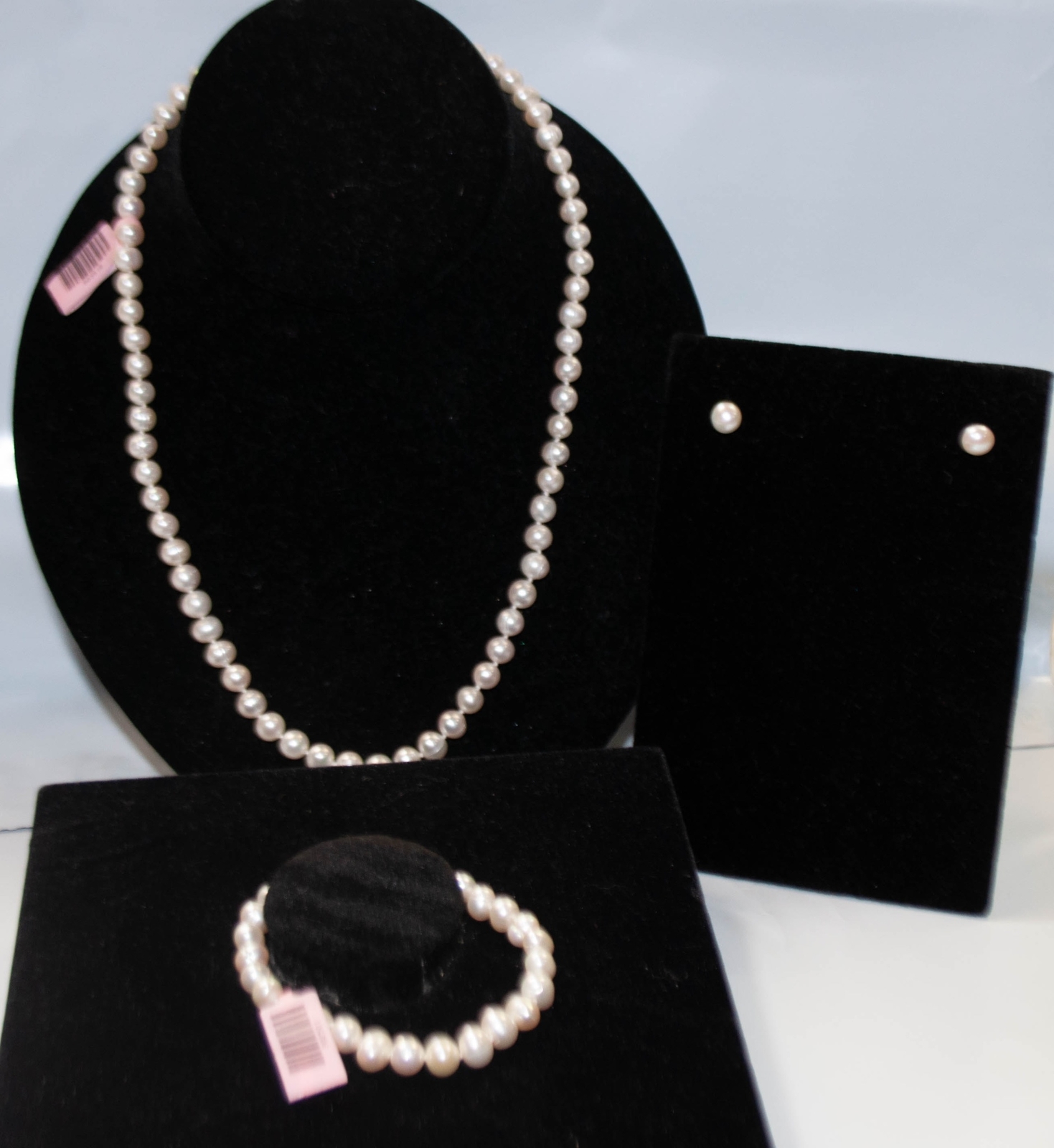 New White Mother of Pearl Silk Strand Necklace Bracelet or Earrings Choose