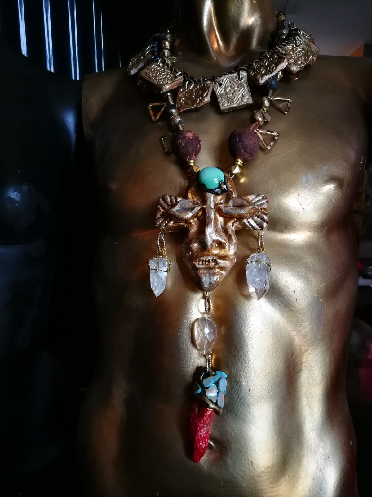 Statement Fine Jewelry Ethnic Glamour Gemstone Jewel Sculpture Tribal Mask Stone