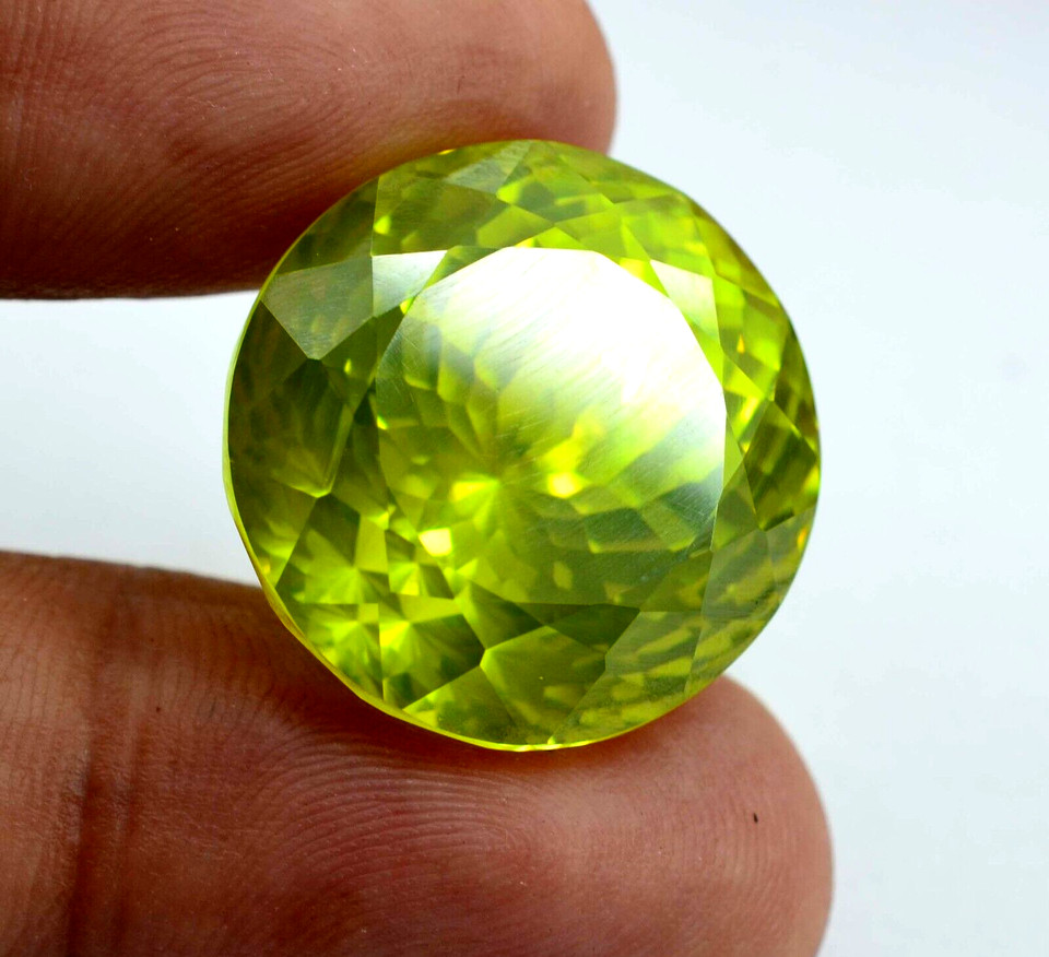 105 Ct+ Natural Precious Cambodian Green Colour Zircon Round Cut Loose Gemstone