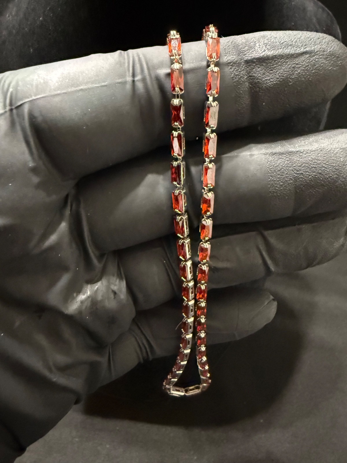 Red zirconia gemstone gold filled necklace 16-18 inch adjustable 2.5mm