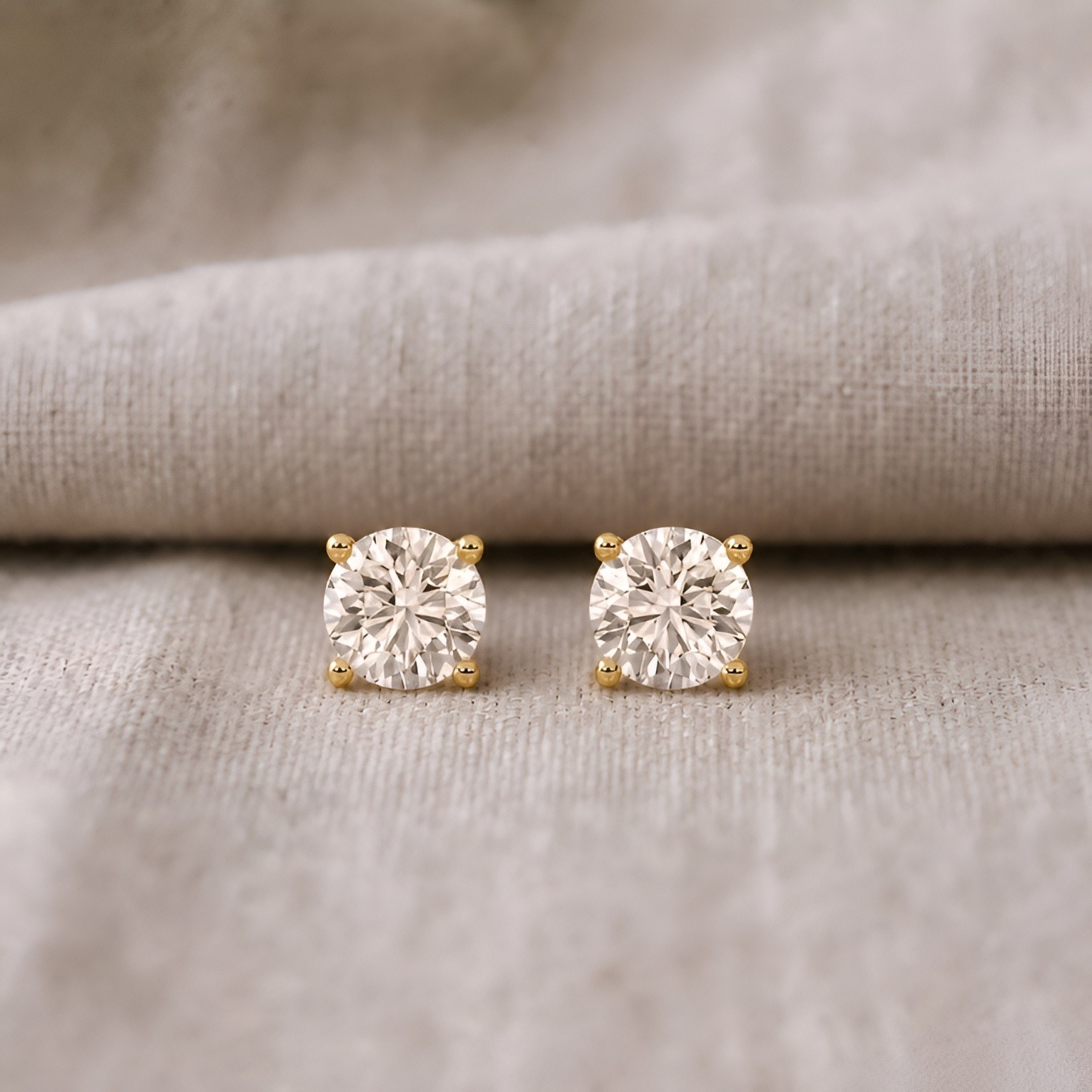 2.00 CTTW Round Lab-Grown Diamond Stud Earrings in 14K Yellow Gold