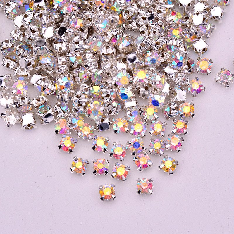288pcs 3mm-8mm Sew On Crystal AB Glass Rhinestones Appliques Craft Dress Making