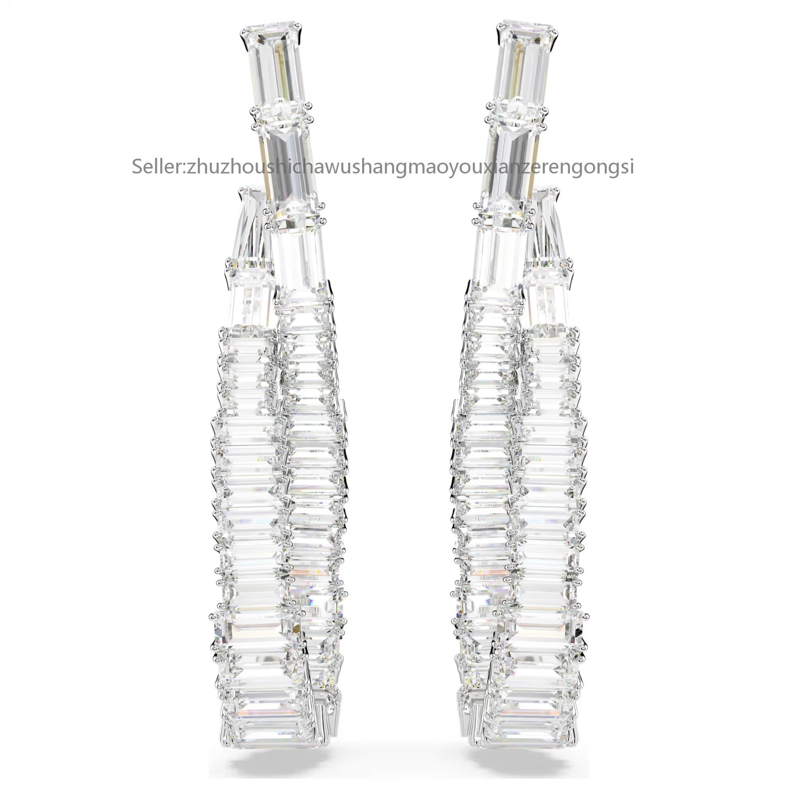 Hyperbola White Rhodium Plated Drop Earrings Infinity New
