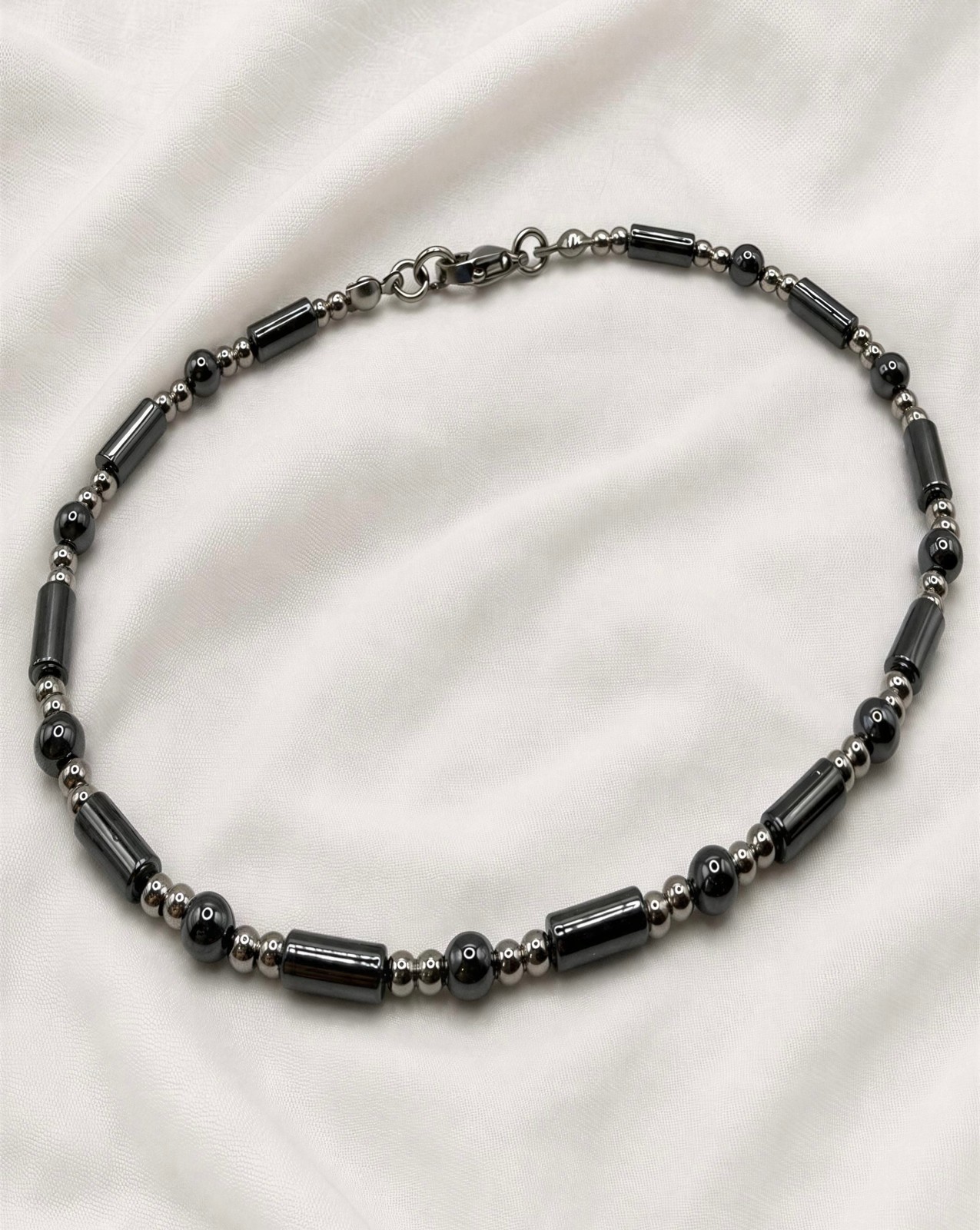 Polished Hematite • Stainless Steel Ankle Bracelet • Plus Size Available