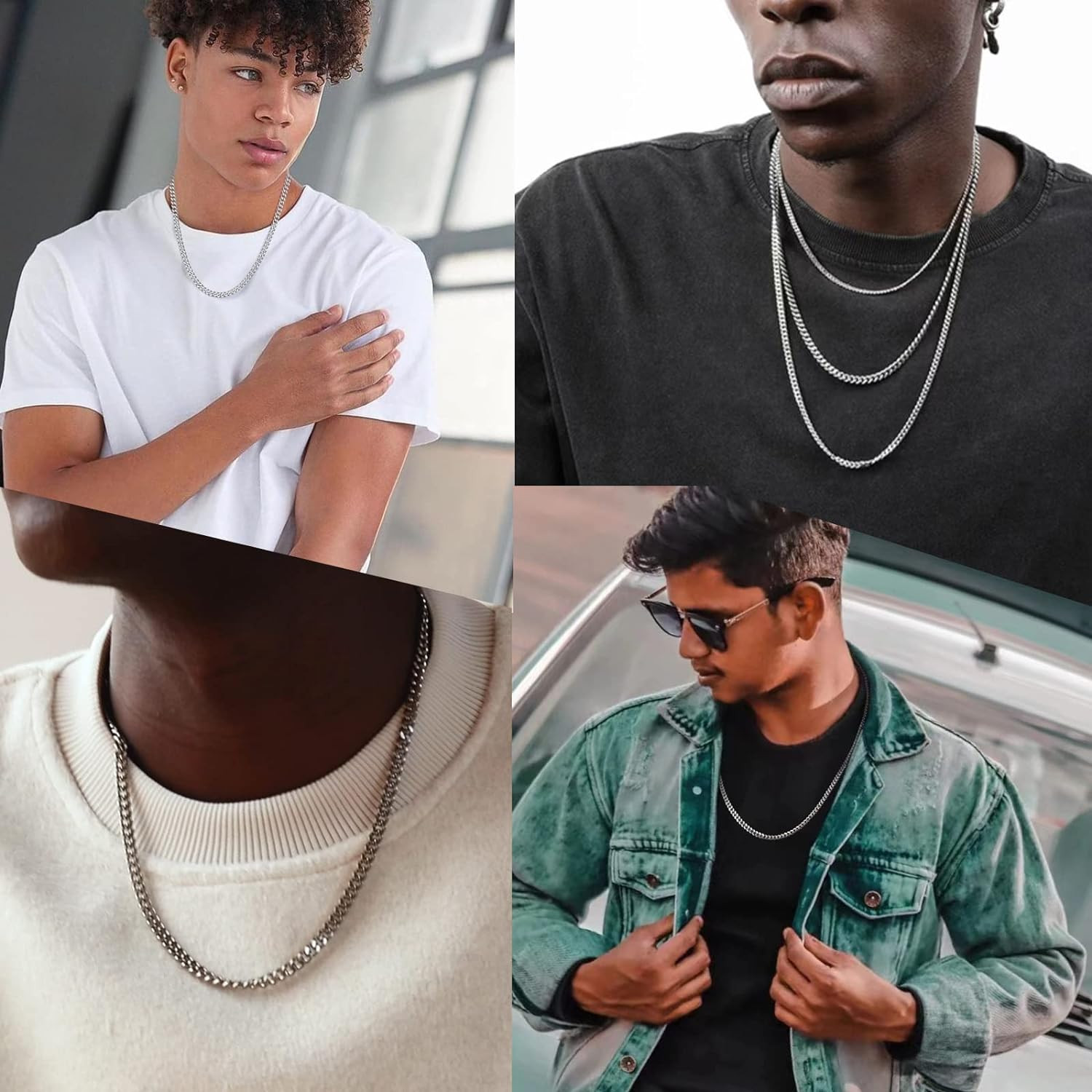 5Mm Stainless Steel Cuban Link Chain Necklaces Jewelry for Men | Silver Neck Cha