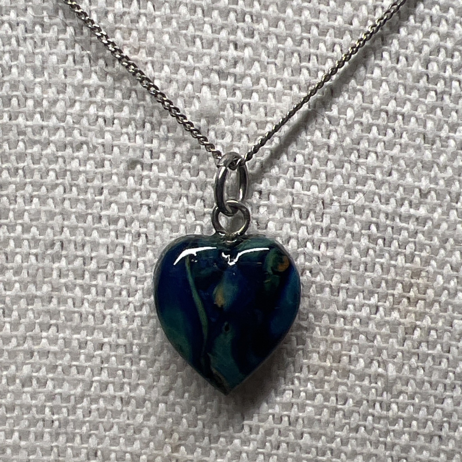 Heathergem Sterling Silver Small Heart Pendant Made In Scotland 16” 925 Chain