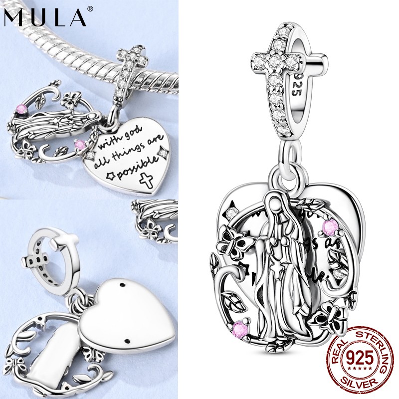 MULA 925 Sterling Silver DIY Charm CZ Madonna’s Love Pendant for Women Bracelet