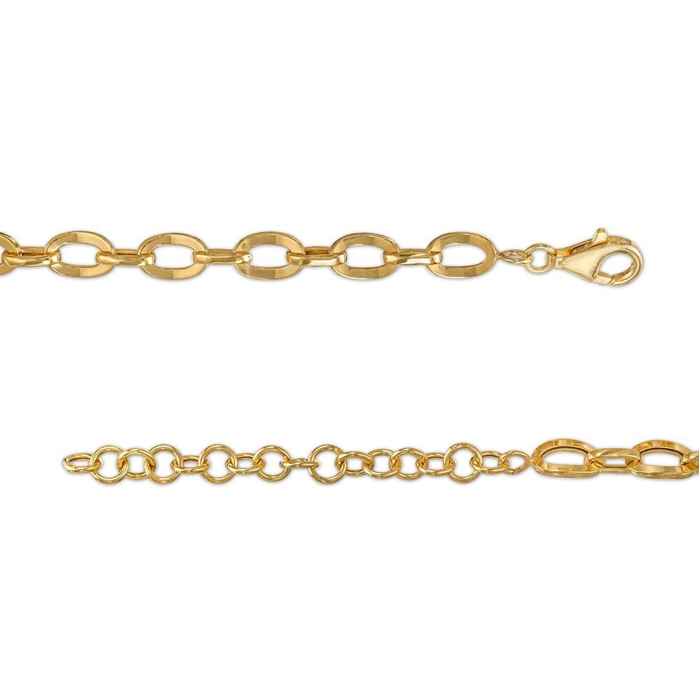 16″ Adjustable Choker Concave Oval Link Chain Necklace Real 10K Yellow Gold