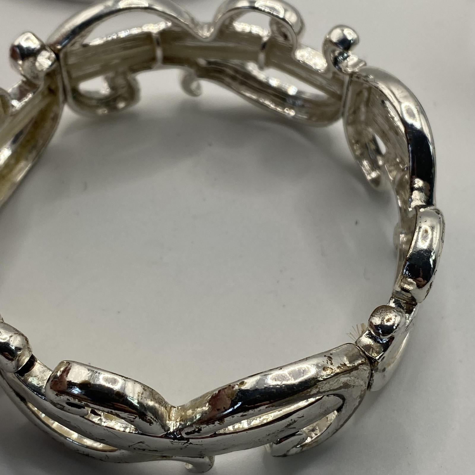 Silver Tone Bangle Beaded Bracelet Lot 4 Love Peace Inspirational 7.9 Inch