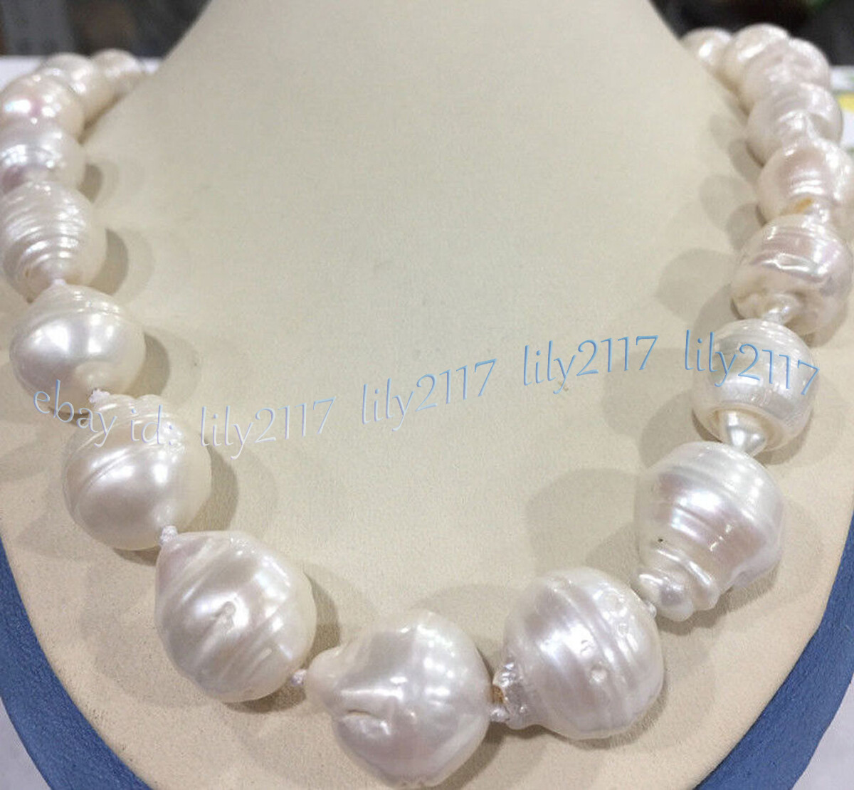 RARE HUGE 15x20MM WHITE SOUTH SEA BAROQUE KESHI AKOYA PEARL NECKLACE 14-36″ AAA
