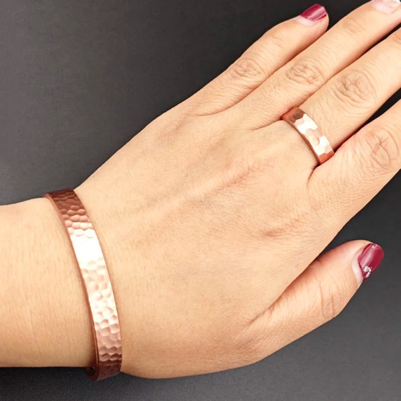 Magnetic Pure Copper Cuff Bracelet Rose Gold Adjustable Bangle Women Men 2026