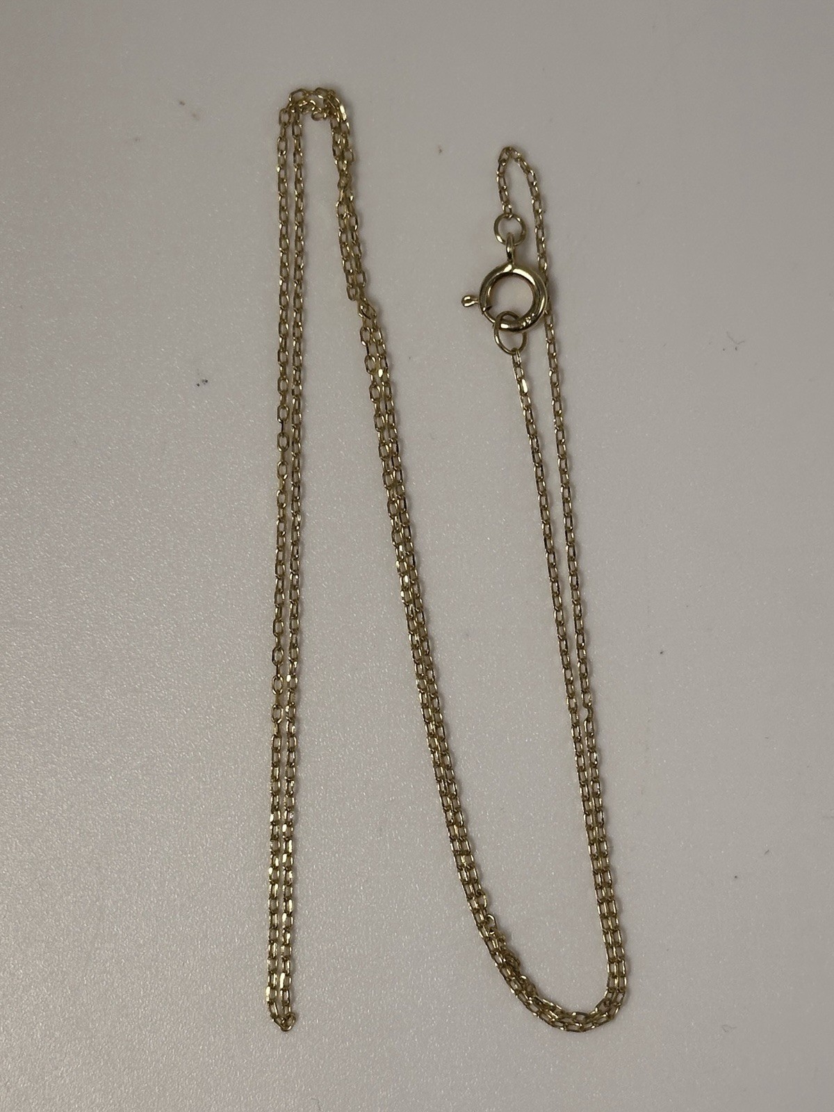 14K Yellow Gold Cable Link Chain Necklace, 16”, 1 mm, 0.7 g