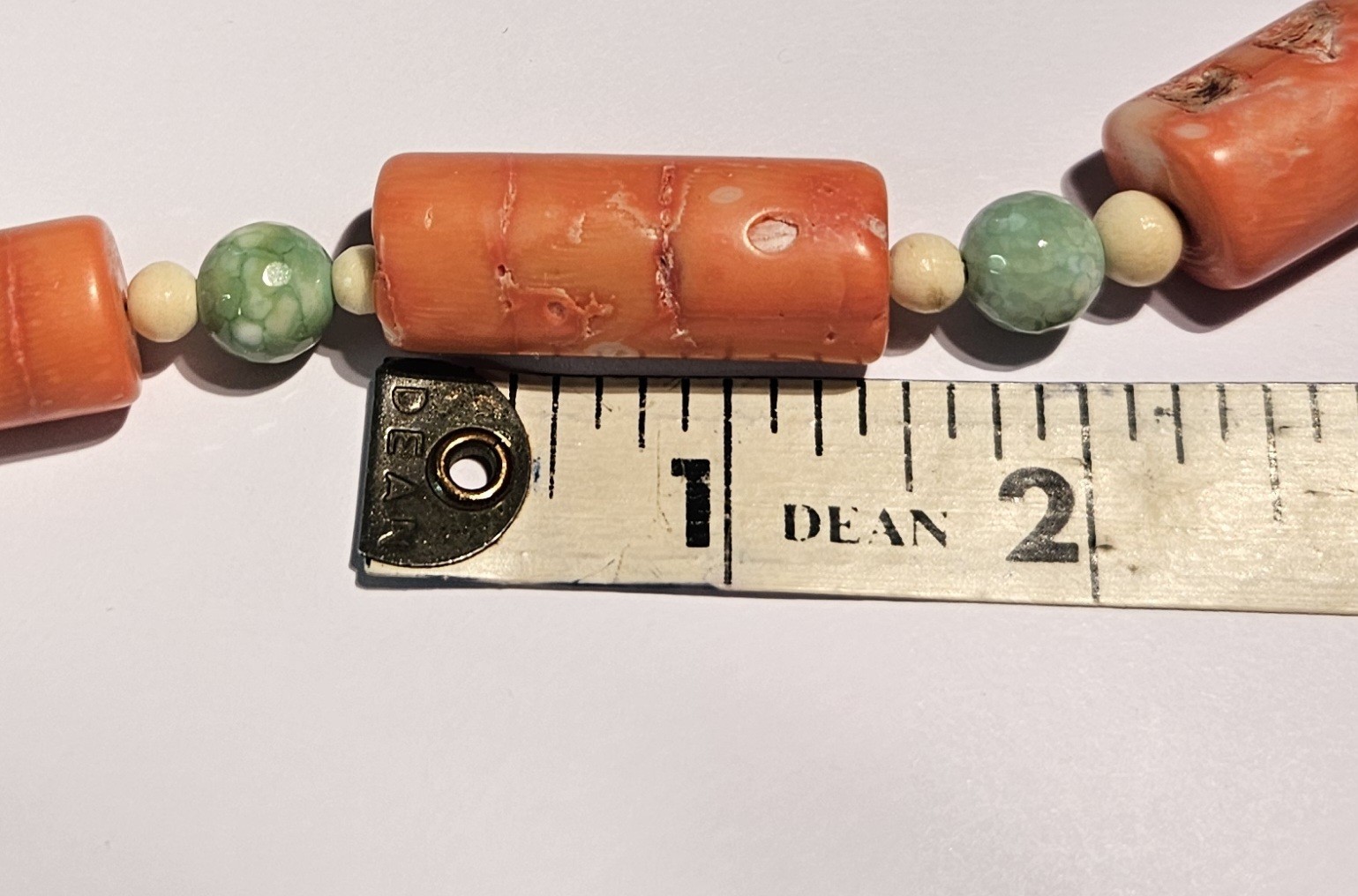 LARGE BAMBOO SHAPED SALMON CORAL NECKLACE