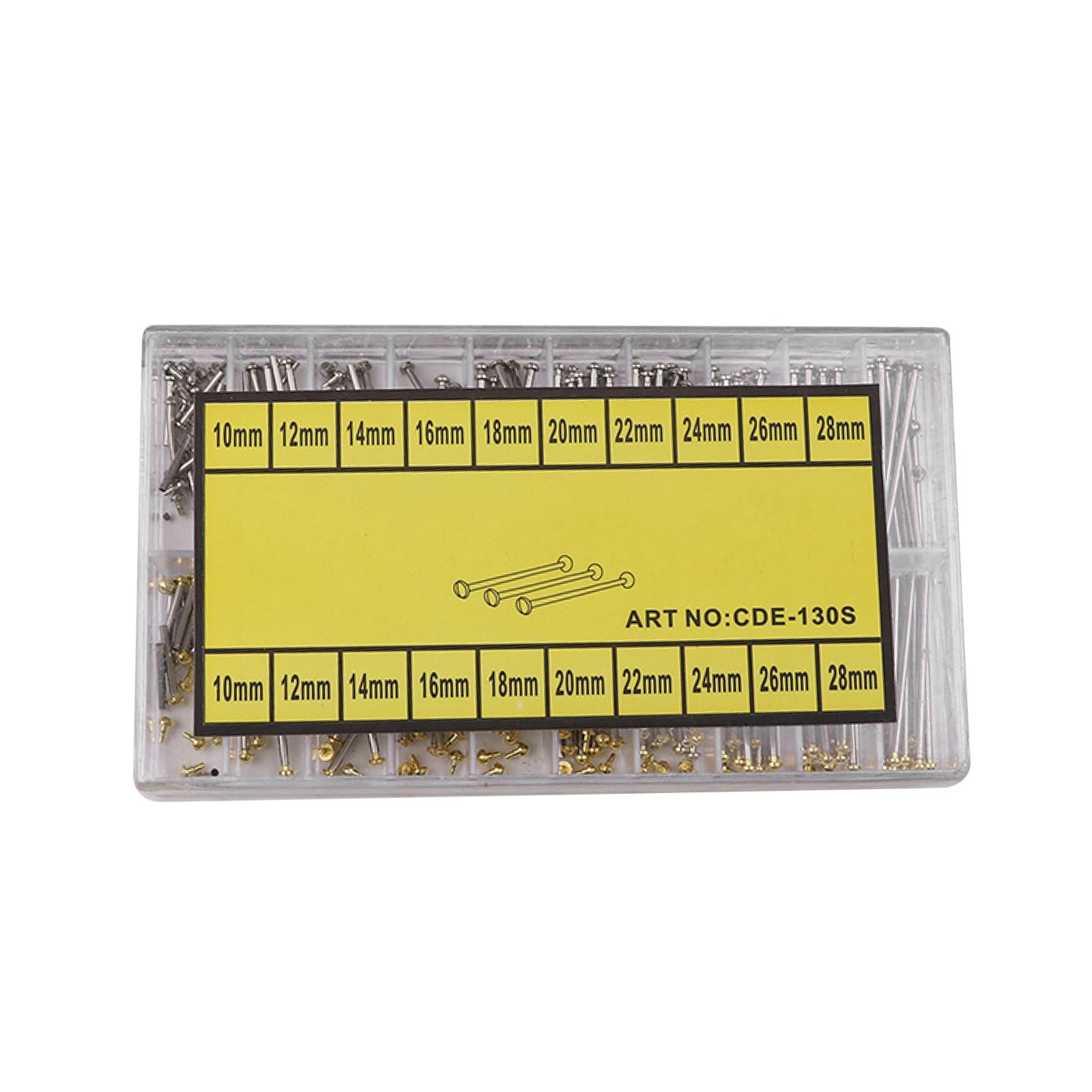 200x 10-28mm 1.3mm Diameter Assorted Watch Band Spring Bar Tubes Screw Lug Type