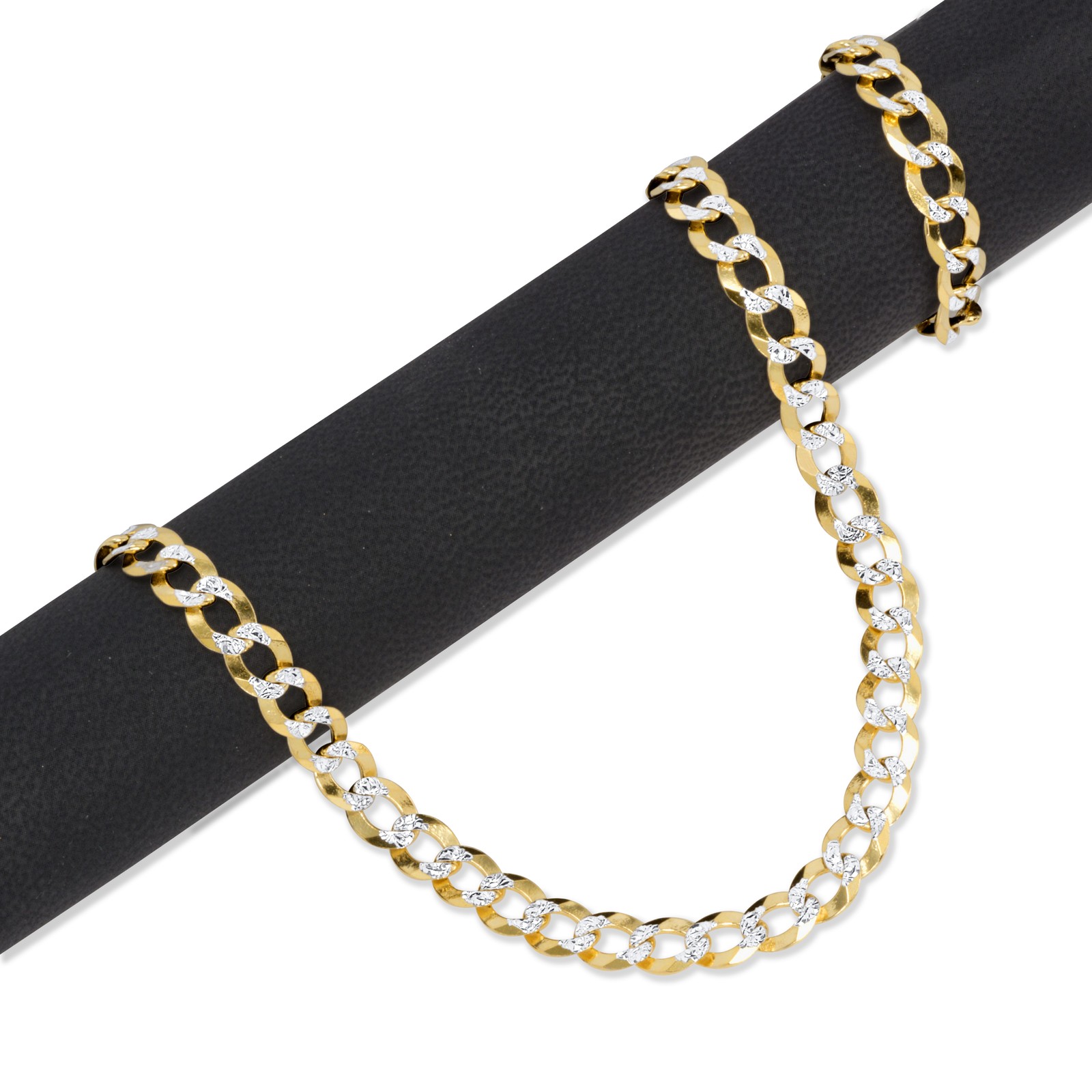 Solid 14K Gold 2-12mm Diamond Cut Pave Curb Chain Cuban Necklace Bracelet 7″-30″