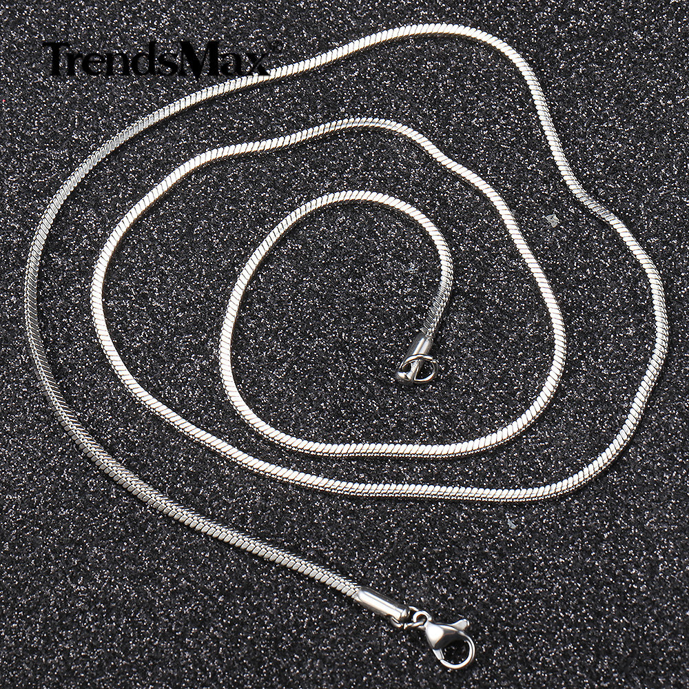 0.9/1.2/1.5/2.0mm Silver Stainless Steel Snake Chain Necklace for Women Men 22″