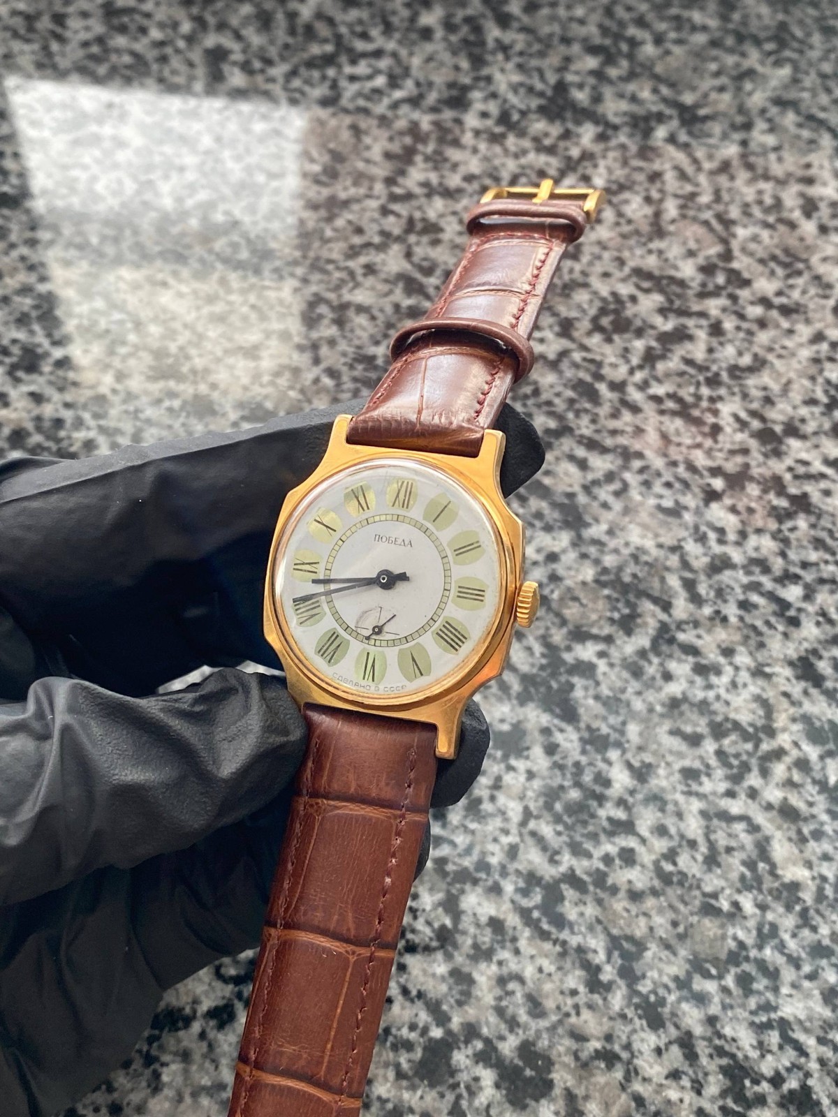 Vintage Pobeda Watch Soviet mechanical USSR Wristwach Rare Gold Plated AU